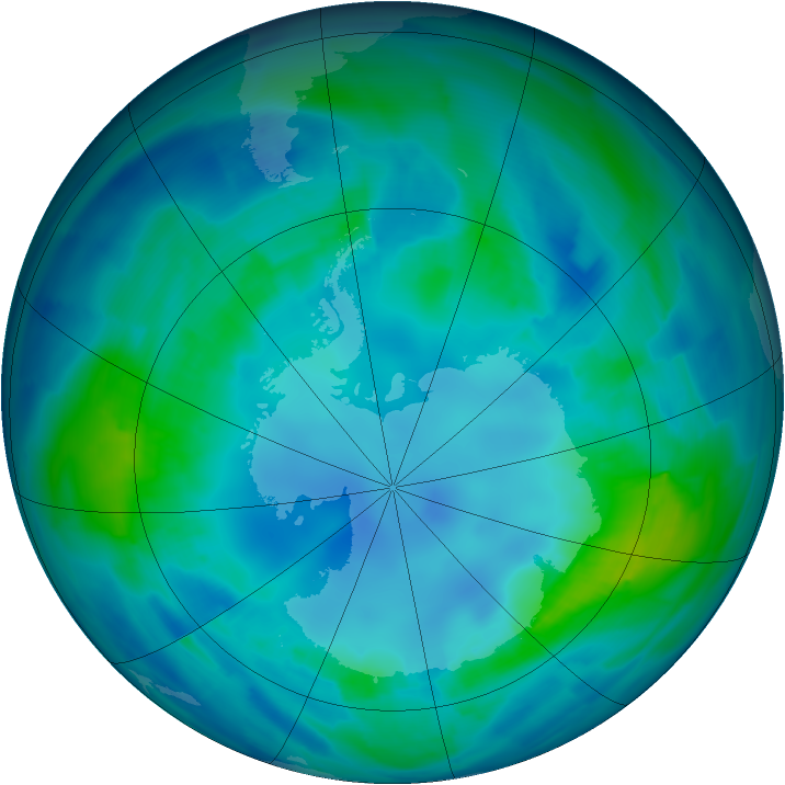 Antarctic ozone map for 24 April 2009